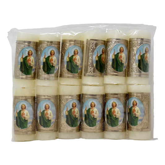 mrcjsales - St. Judas Easter Mini Wax Candles - 12-Pack 3" Inches - Pure Wax - Off-White - Versatile Decoration & Prayer Support image 1