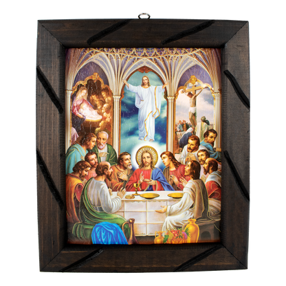 Mrcjsales - Sacred Last Supper – Rustic Frame, Symbolic Mexican Art, Perfect Home Decor & Thoughtful Gift for Spiritual Significance. - S | 12"x10" image