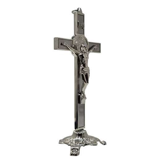 mrcjsales - Saint Benedict Crucifix – Silver w/Base - Versatile Metal Cross for Wall or Table - Perfect Faith Gift in Multiple Sizes  - Protective Box image 5