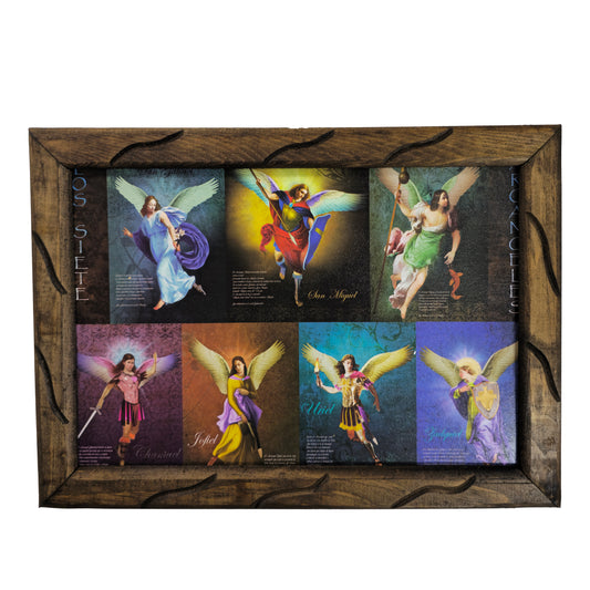 7 Archangels Rustic Frame Ultimos Arcangeles Handcrafted Mexican Art Durable Wood Design Available in 24x36 13x18 10x12 Home Decor Gift by MrcjSales image 1