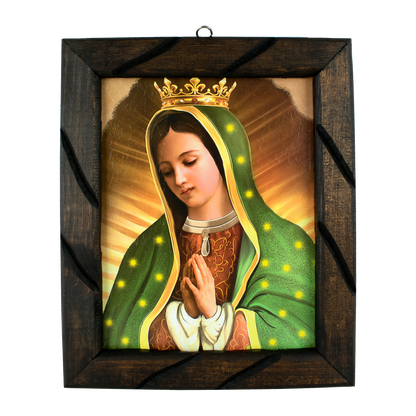 Mrcjsales - Guadalupe Crown – Rustic Frame, Virgen de Guadalupe Cuadro Rustico, Mexican Art, Symbolizes Hope, Love, Strength. Perfect Home Decor & Unique Gift! image 2