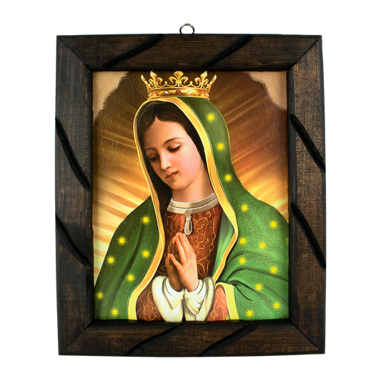 Mrcjsales - Guadalupe Crown – Rustic Frame, Virgen de Guadalupe Cuadro Rustico, Mexican Art, Symbolizes Hope, Love, Strength. Perfect Home Decor & Unique Gift! image 2