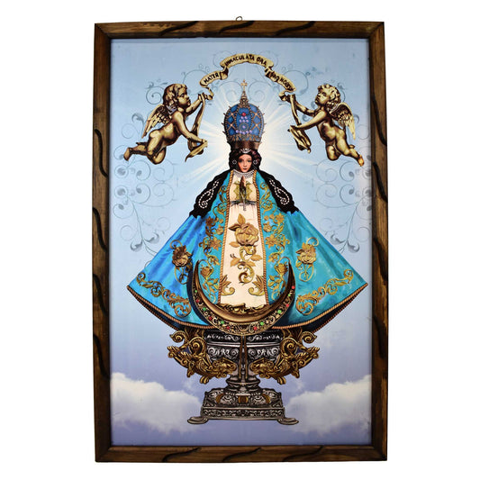 Mrcjsales - Our Lady of Saint John of the Lakes – Rustic Frame, Multiple Sizes, Mexican Art, Symbolizes Hope, Love, Strength. Perfect Home Decor image 0