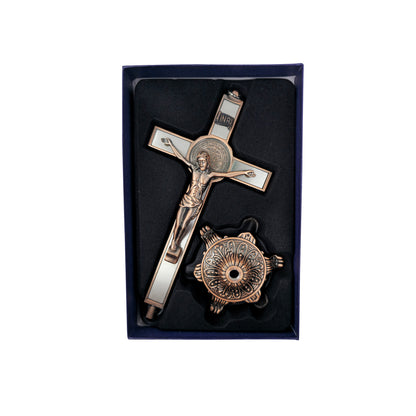 (mrcjsales -) Saint Benedict Crucifix w/Base – Silver/Bronze - Gift for Loved Ones - Built-In Medal - Multiple Sizes image 7