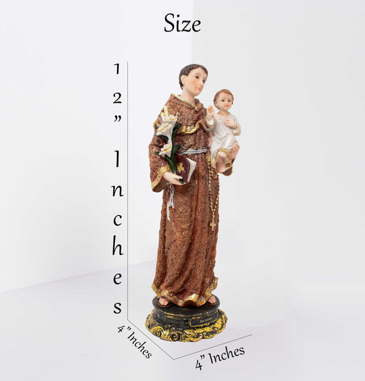 MrcjSales - Saint Anthony of Padua Resin Statue | San Antonio | Multiple Sizes | Church Decor, Home Gifts, Prayers image 2