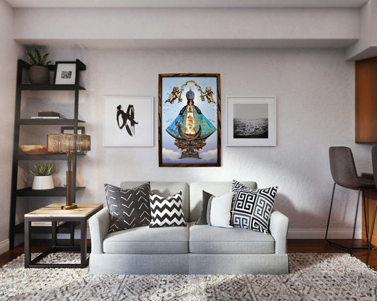 Mrcjsales - Our Lady of Saint John of the Lakes – Rustic Frame, Multiple Sizes, Mexican Art, Symbolizes Hope, Love, Strength. Perfect Home Decor image 1