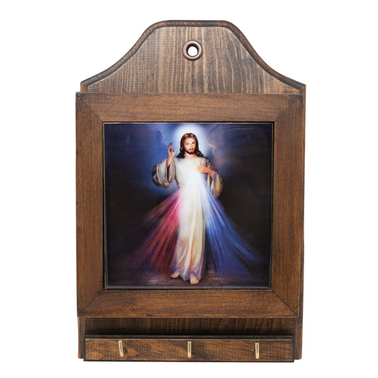 MrcjSales Divine Mercy Key/Mail Box Holder | Hang Anywhere | Ideal Gift | Quality Wood | Multiple Compartments image 0