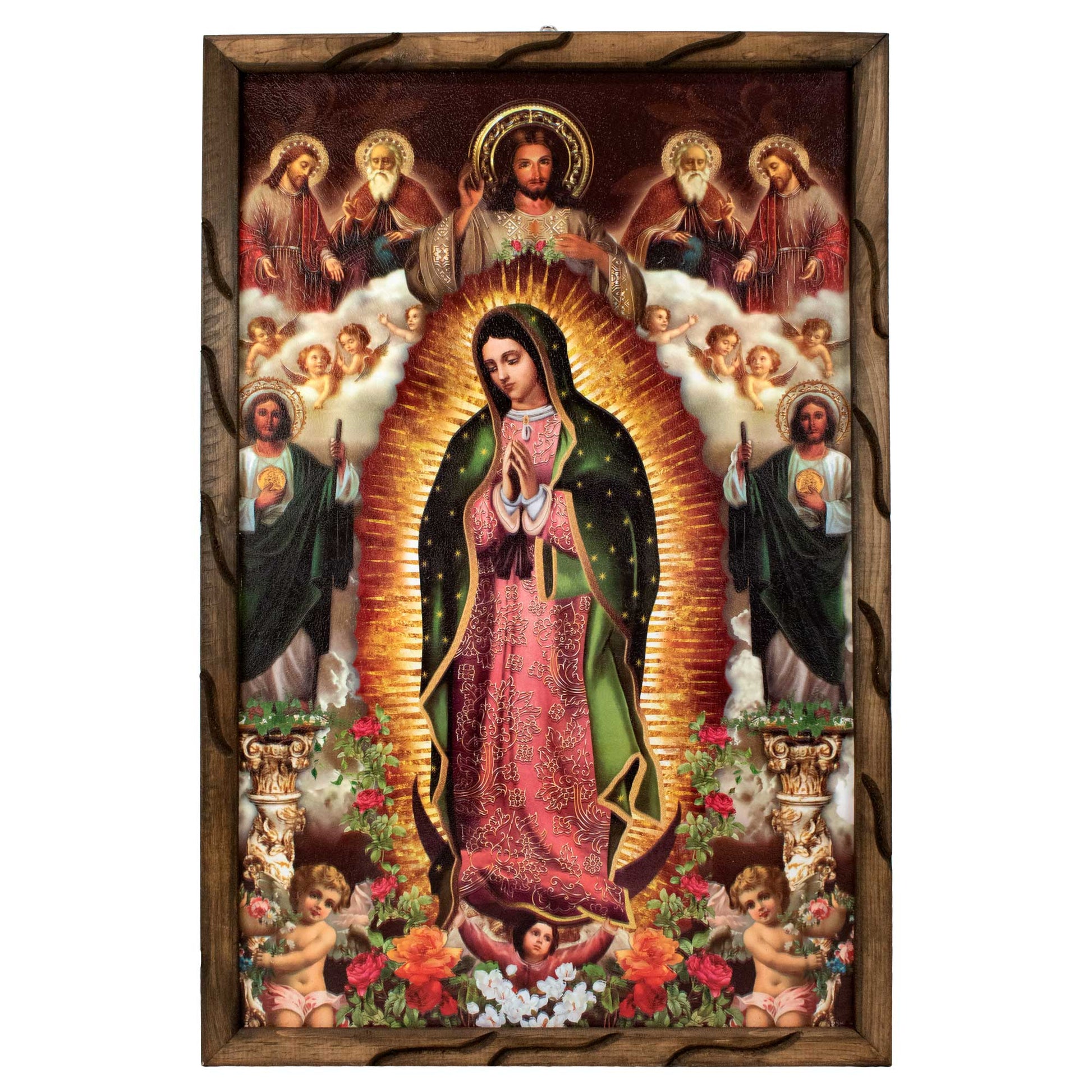 Mrcjsales - Guadalupe Serenity – Rustic Frame, Divine Symbol, Perfect Home Decor or Thoughtful Gift for Special Occasions. - L | 36"x24" image