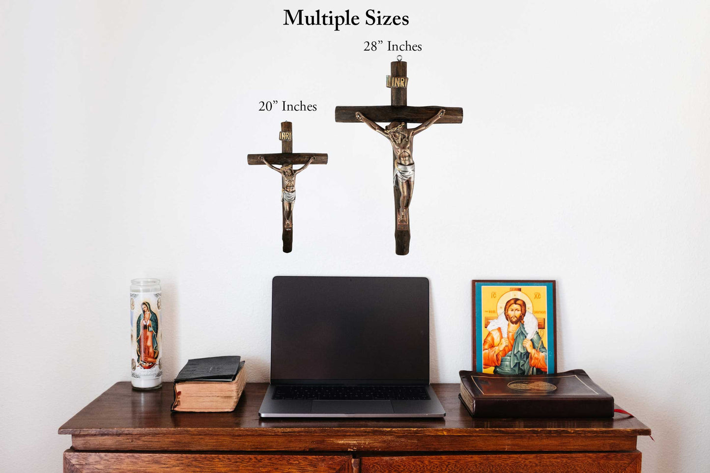 Mrcjsales: Jesus Christ Silver-Bronze | Wooden Trunk | Tree Trunk & Resin | Mexican Design | Faith Symbol | Warning: Thorn Crown | Handmade Alterations image 3