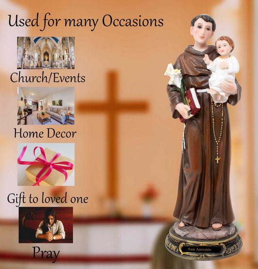 MrcjSales - Saint Anthony Statue | Multiple Sizes | Resin Craftsmanship | San Antonio | Church, Home Decor, Gifts image 4