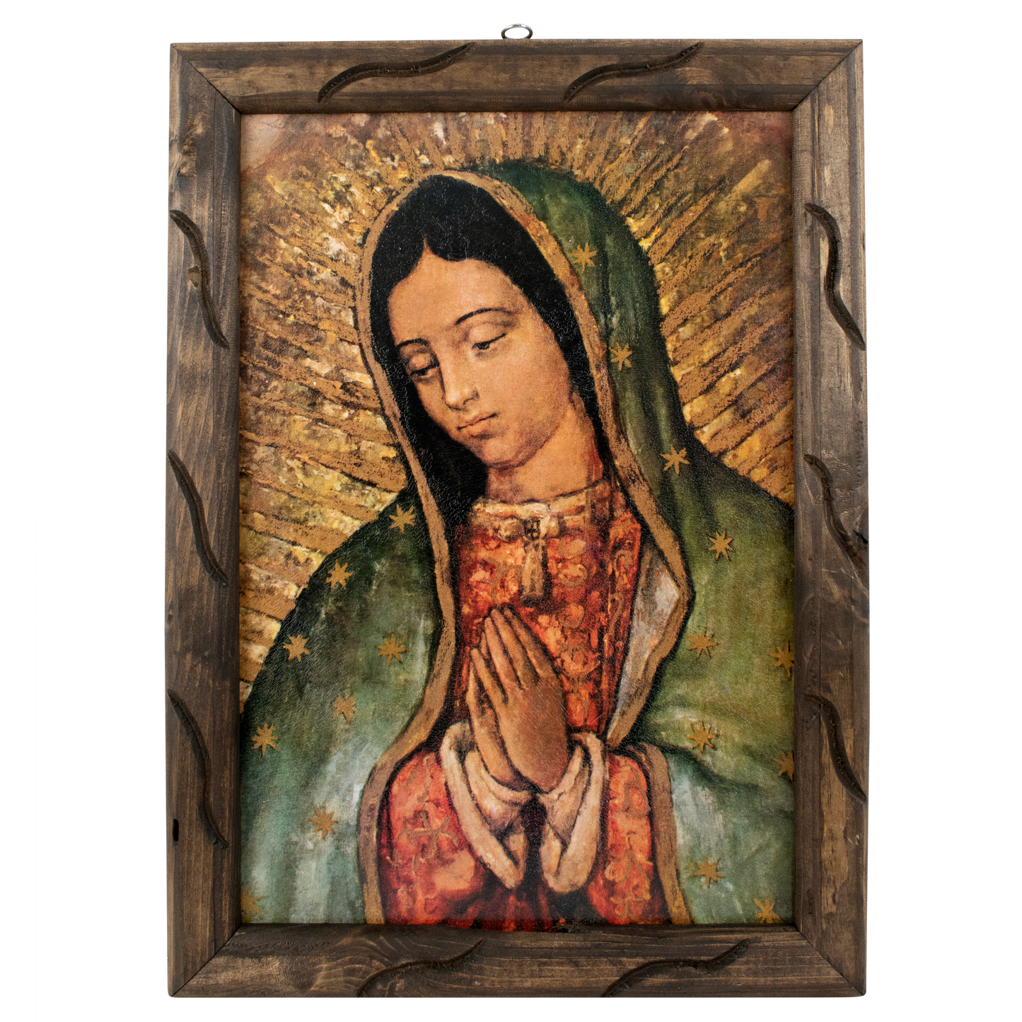 Lady of Guadalupe Mc – Rustic Frame - Mexican Art,Perfect Gift for Any Occasion, Expresses Hope, Love, and Compassion - Virgen De Guadalupe image 1