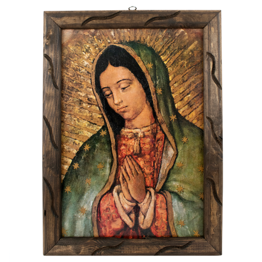 Lady of Guadalupe Mc – Rustic Frame - Mexican Art,Perfect Gift for Any Occasion, Expresses Hope, Love, and Compassion - Virgen De Guadalupe image 1