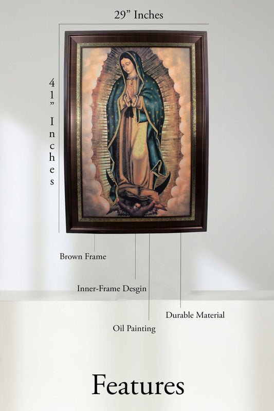 MrcjSales - Our Lady of Guadalupe Original Marco Frame | Oil/Wood | 41x29 Inches | Very Detailed image 2