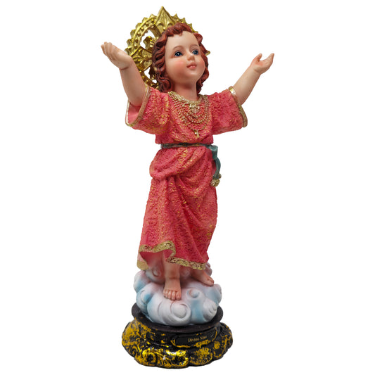 Divine Child Statue Divino Niño, Resin, 12 Inches, Pink Garment, Ideal Religious Gift, Home Decor, Altar Decoration, Beautiful Detail image 1
