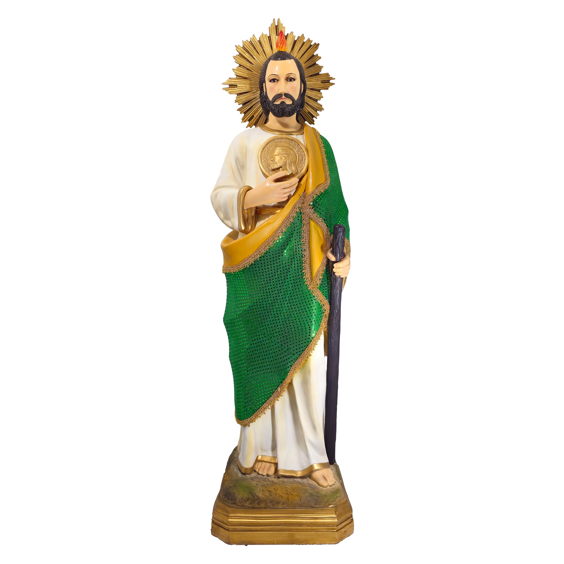 MrcjSales St. Judas Green Cloth Statue | Patron Saint of Hope | Durable Resin | Intricate Detail | Church/Home Decor | Gift for All Occasions - XXXL x 48" Inches image