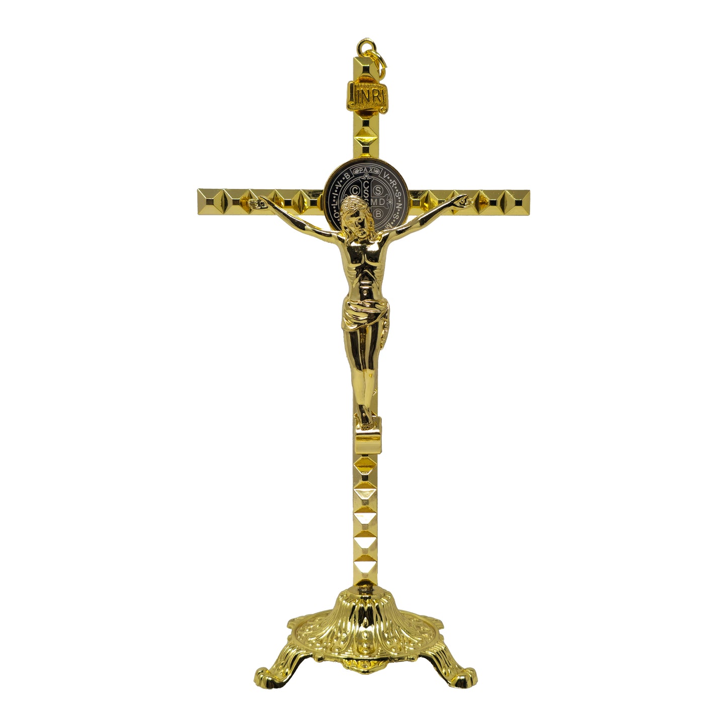MrcjSales - Saint Benedict Cruz Gold | Base | High-Quality Metal Crucifix | Removable Base | Multiple Sizes | Ideal for Church Services and Gifts image 0