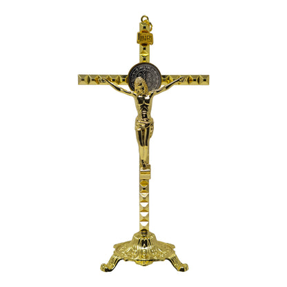MrcjSales - Saint Benedict Cruz Gold | Base | High-Quality Metal Crucifix | Removable Base | Multiple Sizes | Ideal for Church Services and Gifts image 0