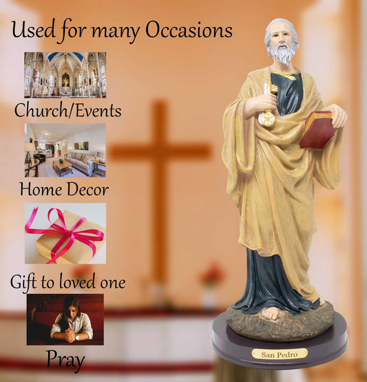MrcjSales - Saint Peter Resin Statues | Padre Pio | Multiple Sizes | Perfect for Church, Home Decor, Gifts | Inspire Hope and Faith image 3