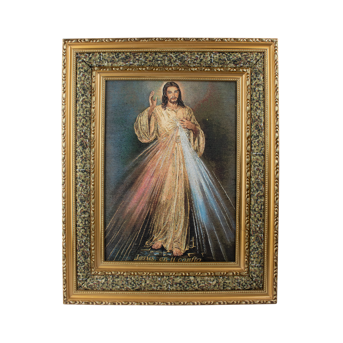 Mrcjsales: Divine Mercy Cloth Frame | Elegant Double Frame | Religious Home Decor | Gift for Loved Ones | Spanish Name: Divina Misericordia image 0