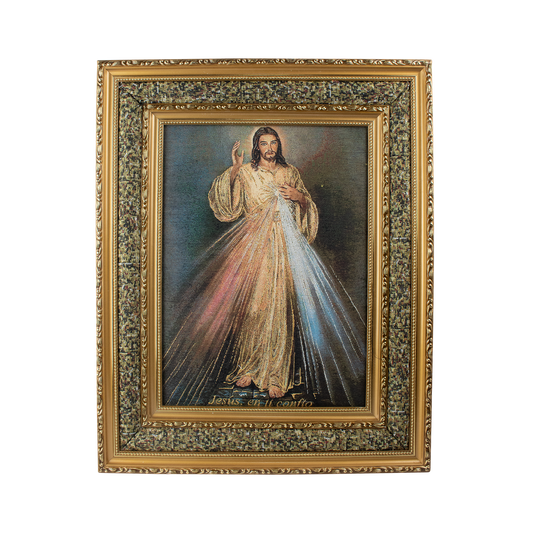 Mrcjsales: Divine Mercy Cloth Frame | Elegant Double Frame | Religious Home Decor | Gift for Loved Ones | Spanish Name: Divina Misericordia image 0
