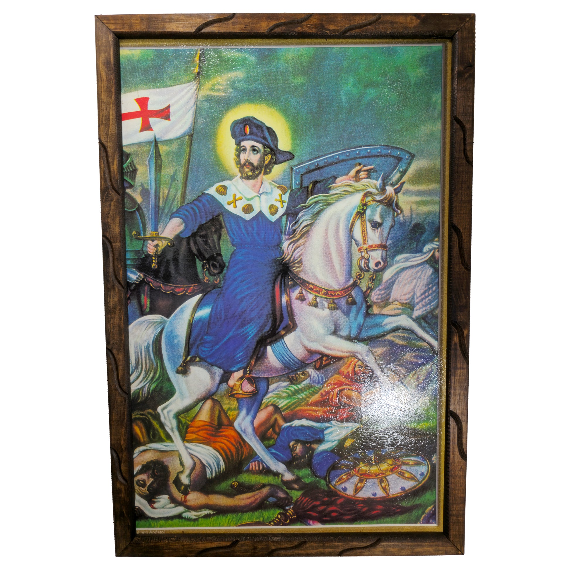 Saint Santigo Rustic Frame -Sizes 24x36 13x18 10x12 - Handmade in Mexico - Beautiful Art Piece for Home Decor - mrcjsales image 0
