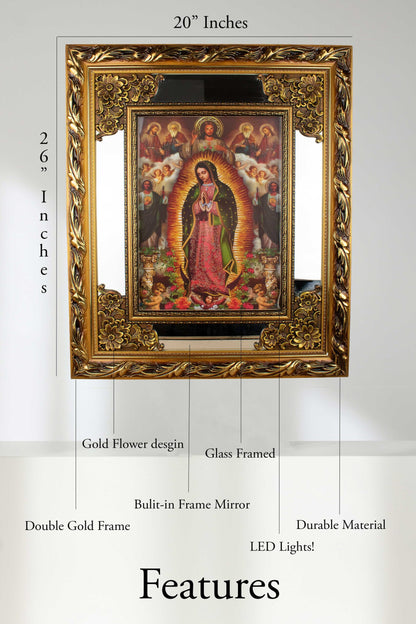 Our Lady of Guadalupe, Saint Judas, Holy Trinity - Glass | Led Light Frame image 3