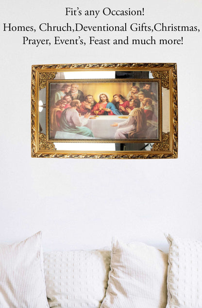 MrcjSales - Last Supper Original - Glass | Led Light Frame | Gold Double Frame | Very Detailed | Sizes 41"x26", 47"x24", 58"x28" | Suitable for Church, Events, Gifts image 10