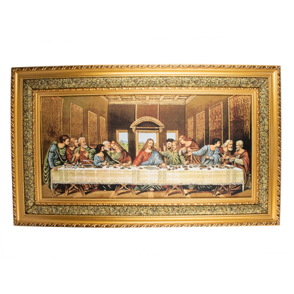 Mrcjsales: Last Supper Cloth Frame | Religious Icon on Woven Cloth | Elegant Double Frame | Perfect Gift for Religious Occasions | Ready to Hang image 2
