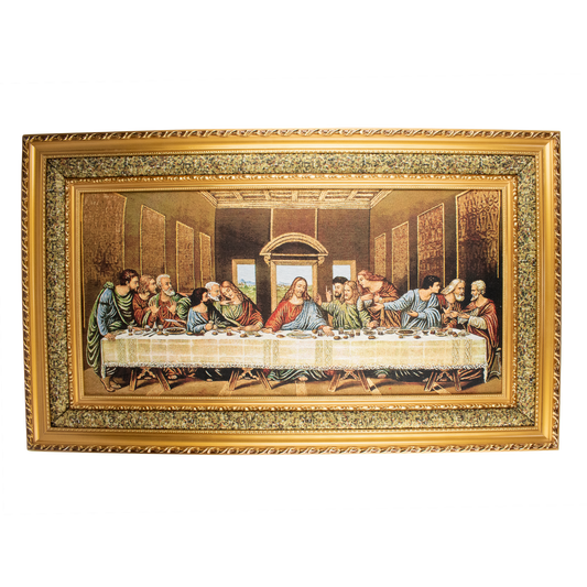 Mrcjsales: Last Supper Cloth Frame | Religious Icon on Woven Cloth | Elegant Double Frame | Perfect Gift for Religious Occasions | Ready to Hang image 2