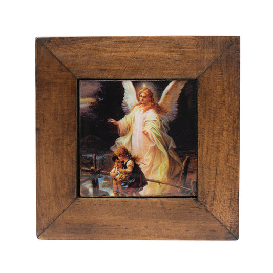 MrcjSales Guardian Angel Jewelry Box - Handcrafted Wooden Religious Box | Perfect Gift for Any Occasion | Quality Craftsmanship - Large - 4"x4" inches image