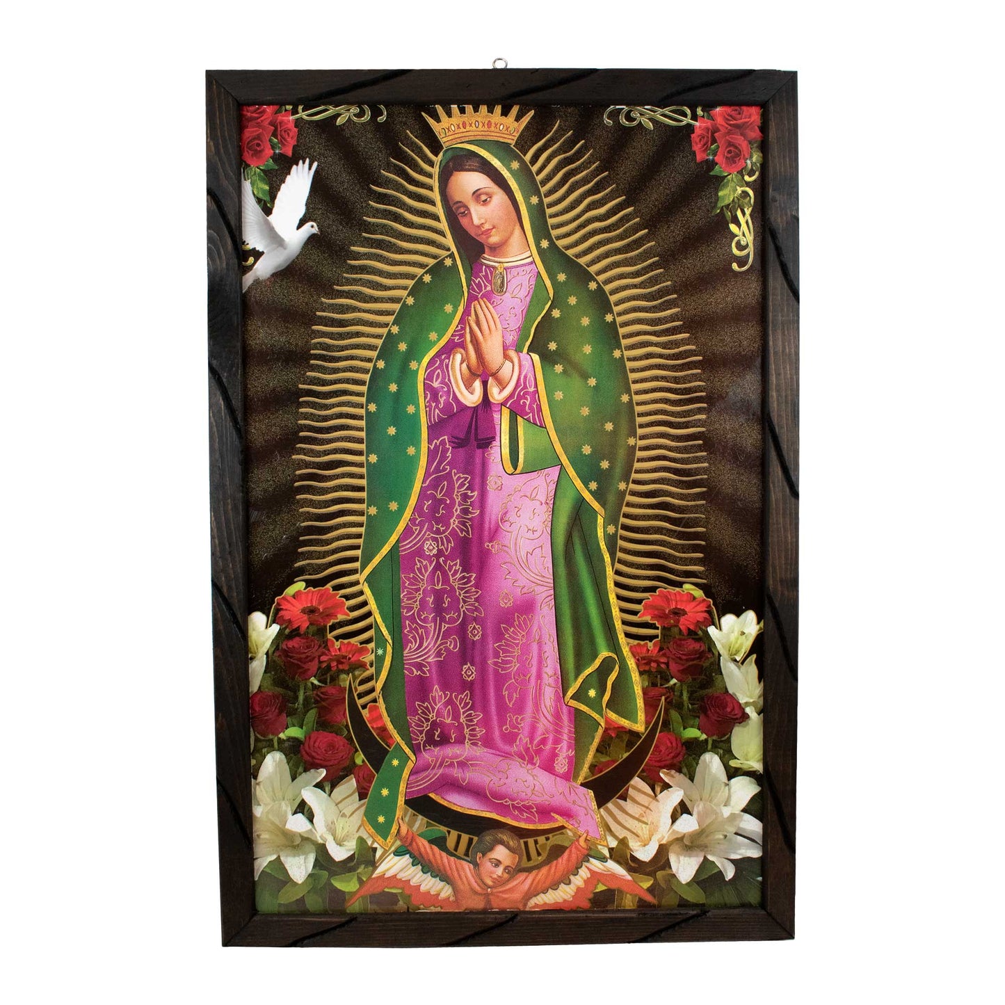 Mrcjsales- Virgen de Guadalupe - lady of guadalupe – Rustic Frame, Mexican Art, Symbolizes Hope, Love, Strength. Perfect Home Decor & Unique Gift! - L | 36"x24" image