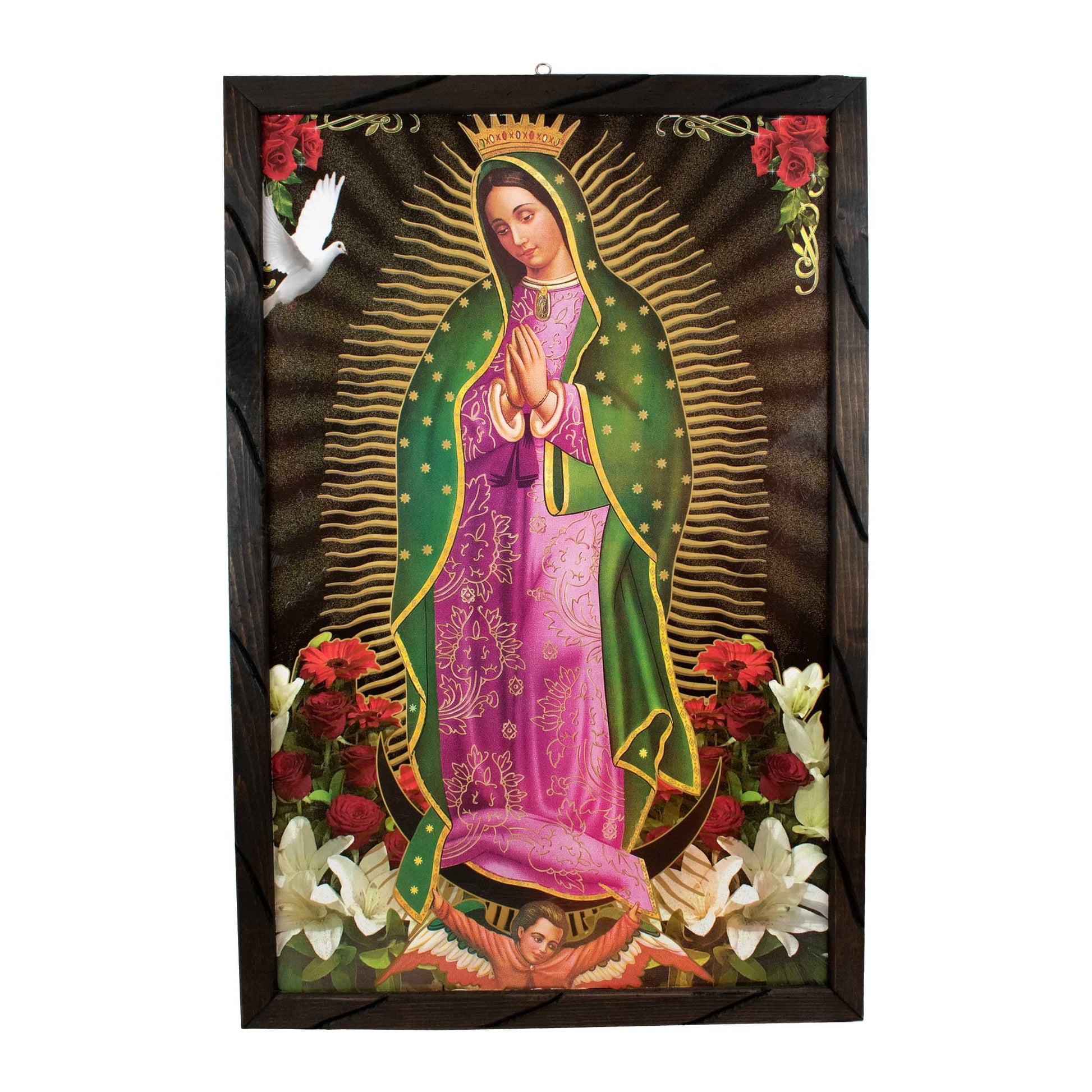 Mrcjsales- Virgen de Guadalupe - lady of guadalupe – Rustic Frame, Mexican Art, Symbolizes Hope, Love, Strength. Perfect Home Decor & Unique Gift! - L | 36"x24" image