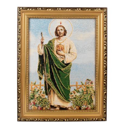 Mrcjsales: St. Judas | Cloth Frame | Elegant Double Frame | Religious Home Decor | Gift for Loved Ones | Spanish Name: San Judas - S | 9"x11" image