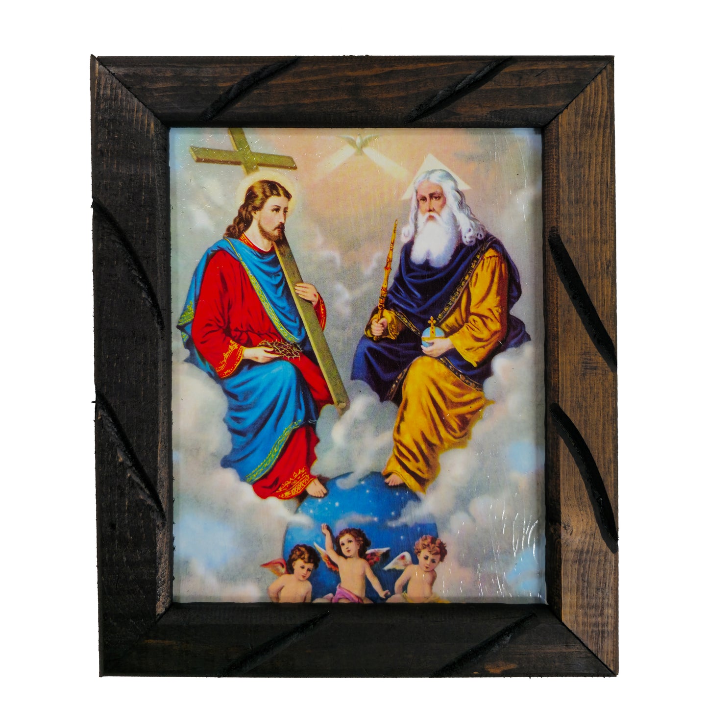 Mrcjsales - The Holy Trinity Wooden Frame - Unique Mexican Art Symbolizing Strength, Hope, Love.Multiple Sizes Available! image 2