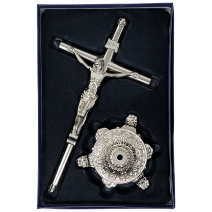 MrcjSales - Crucifix Silver | Removable Base | High-Quality Metal Cross for Catholic Church, Home Decor, Gifts | Multiple Sizes | Inspire Faith image 2