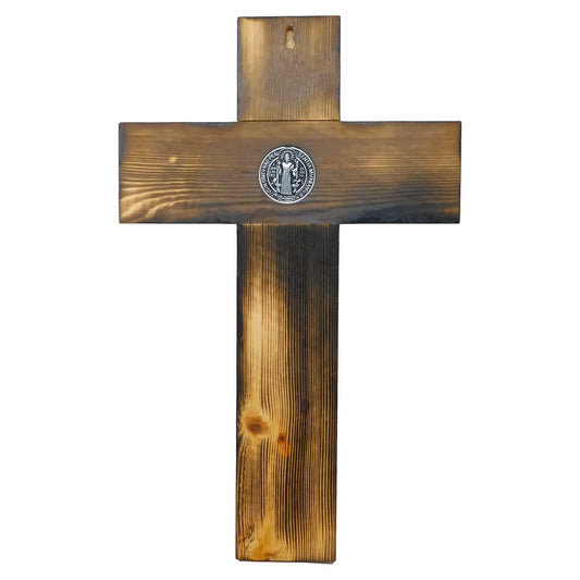 Saint Benedict Crucifix Burned Wood image 1