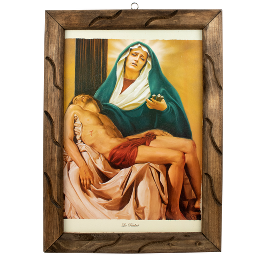 Mrcjsales: La Pieta Wooden Frame - Mexican Art Expressing Hope, Love, and Compassion. Unique Rustic Design. Multiple Sizes Available! image 1