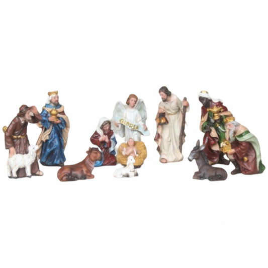 Set de Nacimiento – 12-Piece Resin Nativity Set, 3-Inch Compact Christmas Display with Holy Family, Wise Men, and Animals image 0