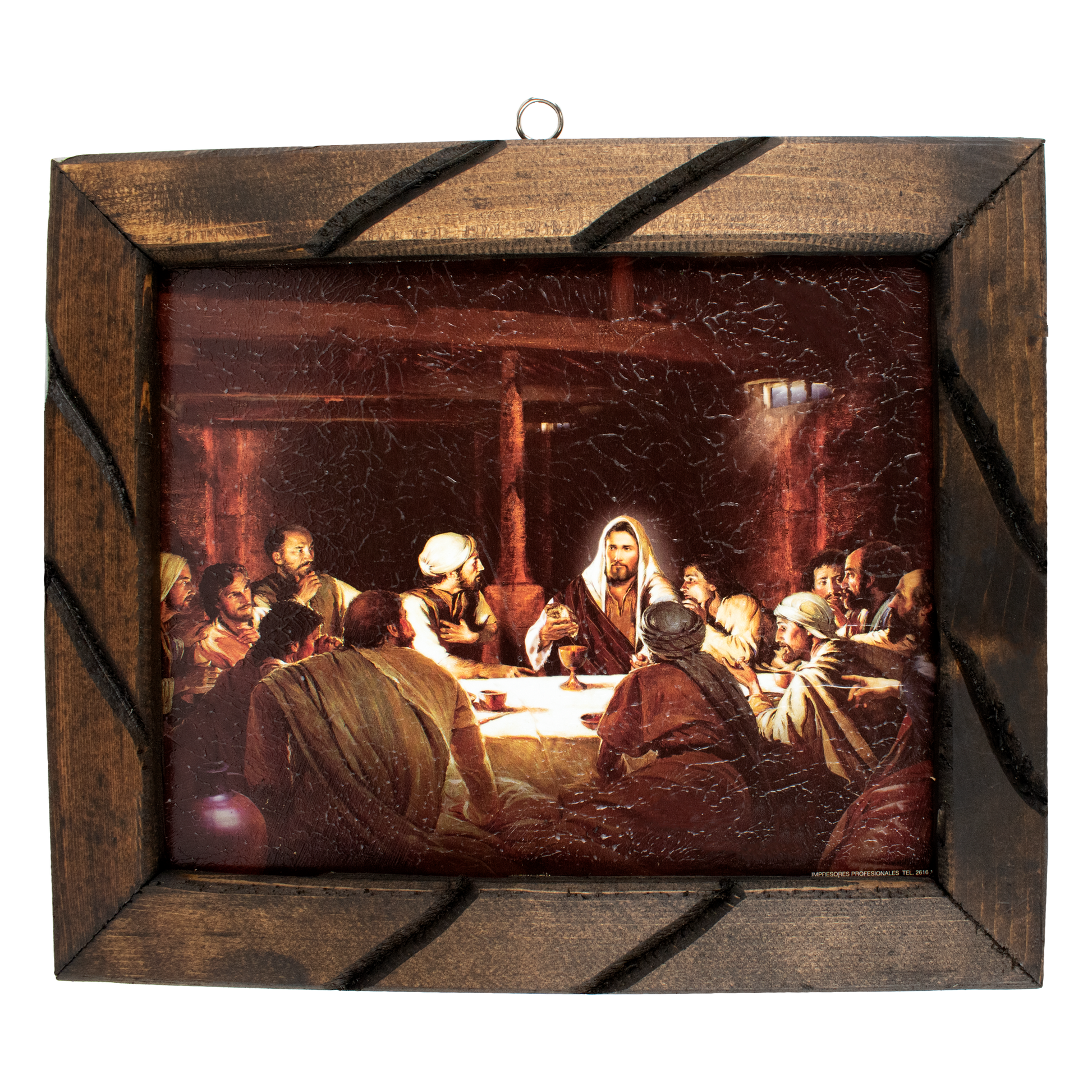 Mrcjsales - Last Supper Ancient – Rustic Frame, Ultima Cena, Hope & Love, Mexican Design, Unique Home Decor & Meaningful Gift! - M | 18"x13" image