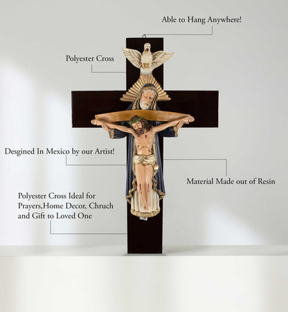 Mrcjsales: Holy Trinity Purple Crucifix | Santísima Trinidad Cruz | Polyester & Resin | Multiple Sizes | Made in Mexico | Perfect Christian Gift! image 2