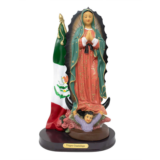 MrcjSales - Our Lady of Guadalupe w/ Mexican Flag Statues | Multiple Sizes | High-Quality Resin | Perfect for Churches, Home Decor, Gifts image 0