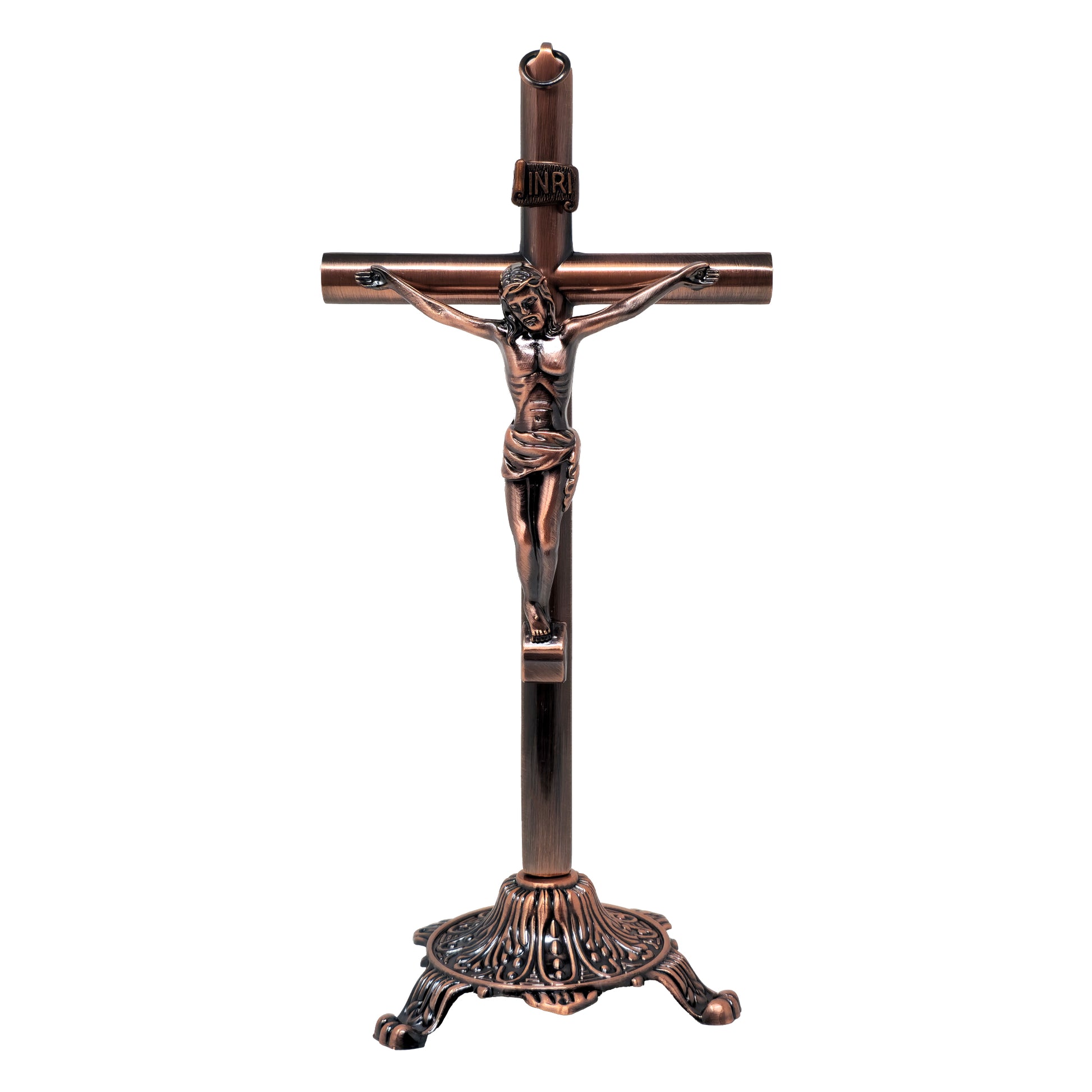 MrcjSales - Crucifix Bronze | Removable Base | Majestic Religious Art | Home Decor, and Gifts - M x 11" Inches image