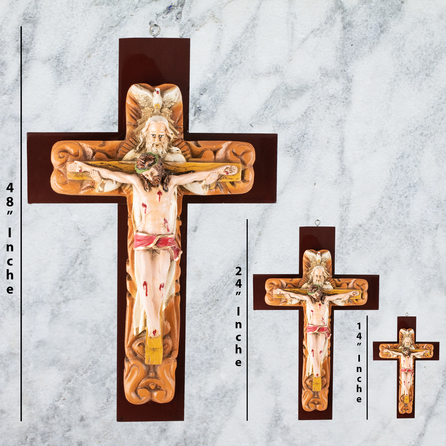 Mrcjsales: Holy Trinity Crucifix | Santísima Trinidad Cruz | Polyester & Resin | Unique Design | Multiple Sizes | Made in Mexico | Perfect Christian Gift! image 4