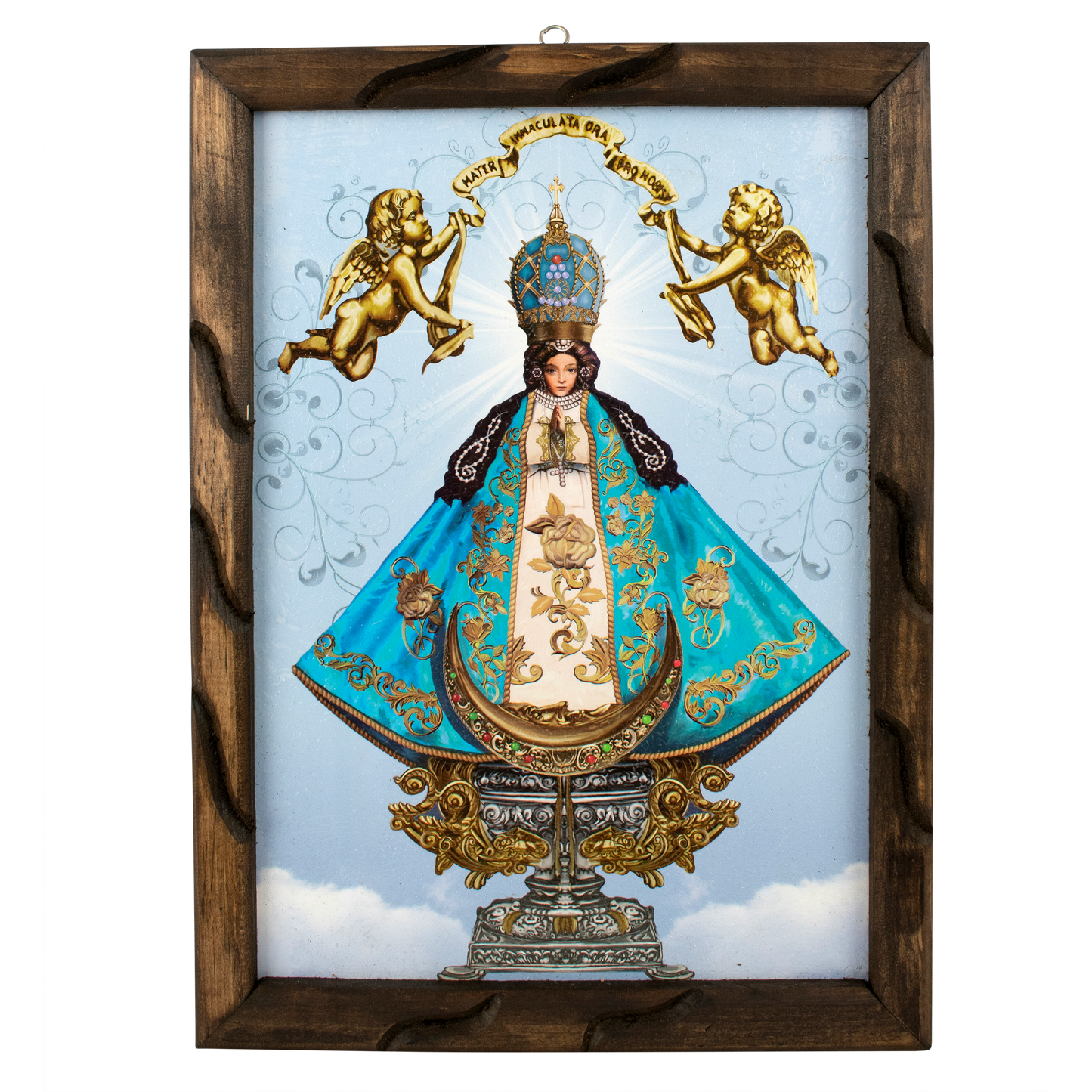 Mrcjsales - Our Lady of Saint John of the Lakes – Rustic Frame, Multiple Sizes, Mexican Art, Symbolizes Hope, Love, Strength. Perfect Home Decor image 3
