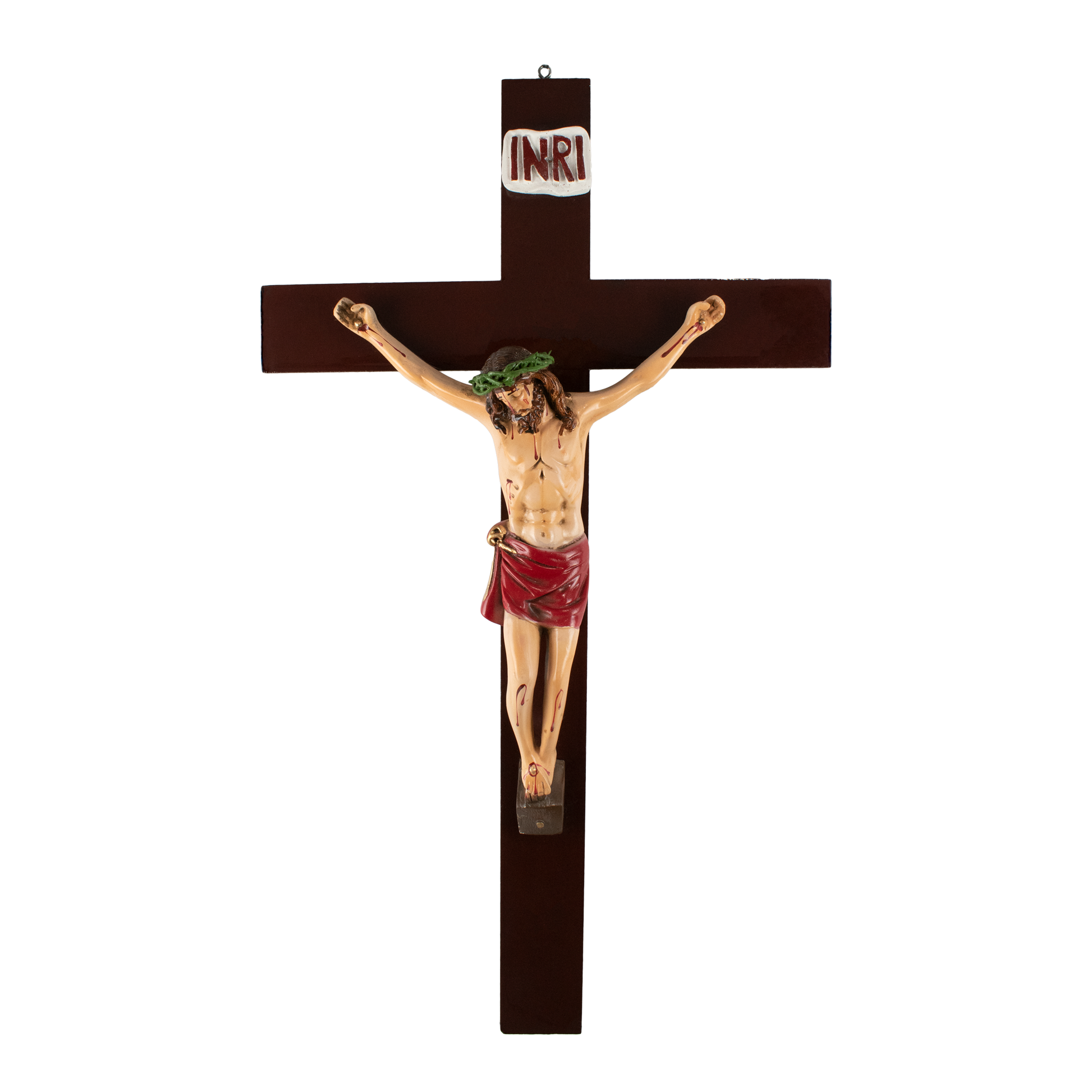 Mrcjsales: Jesus Christ Crucifix Red | Jesus Cristo Polyester | Religious Symbol | Sizes for All Occasions | Crafted in Mexico - L | 28" image