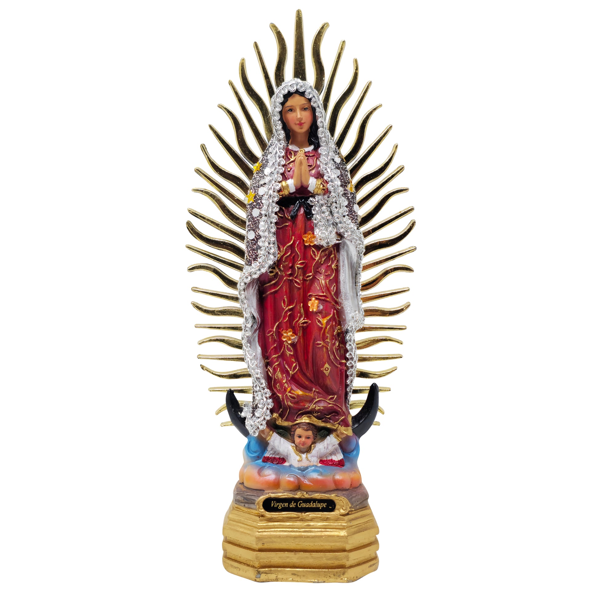 MrcjSales - Our Lady of Guadalupe Silver Dress Statue | Durable Resin | Multiple Sizes | Detailed Craftsmanship | Perfect for Home Decor and Gifts - S x 8" inches image