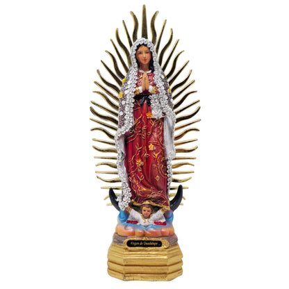 MrcjSales - Our Lady of Guadalupe Silver Dress Statue | Durable Resin | Multiple Sizes | Detailed Craftsmanship | Perfect for Home Decor and Gifts - S x 8" inches image