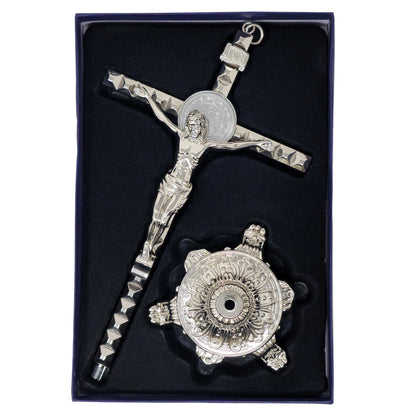 MrcjSales - Saint Benedict Cruz Silver | Removable Base for Versatility | Ideal Gift for Religious Occasions image 3