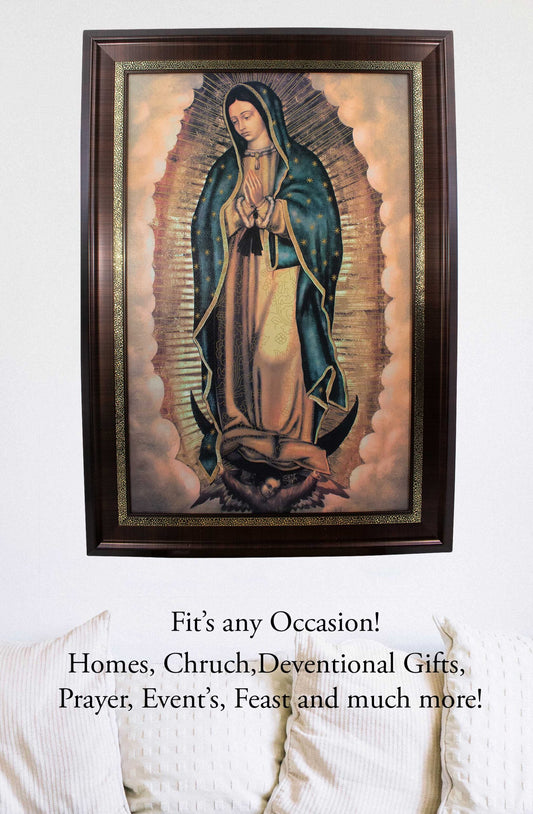 MrcjSales - Our Lady of Guadalupe Original Marco Frame | Oil/Wood | 41x29 Inches | Very Detailed image 3