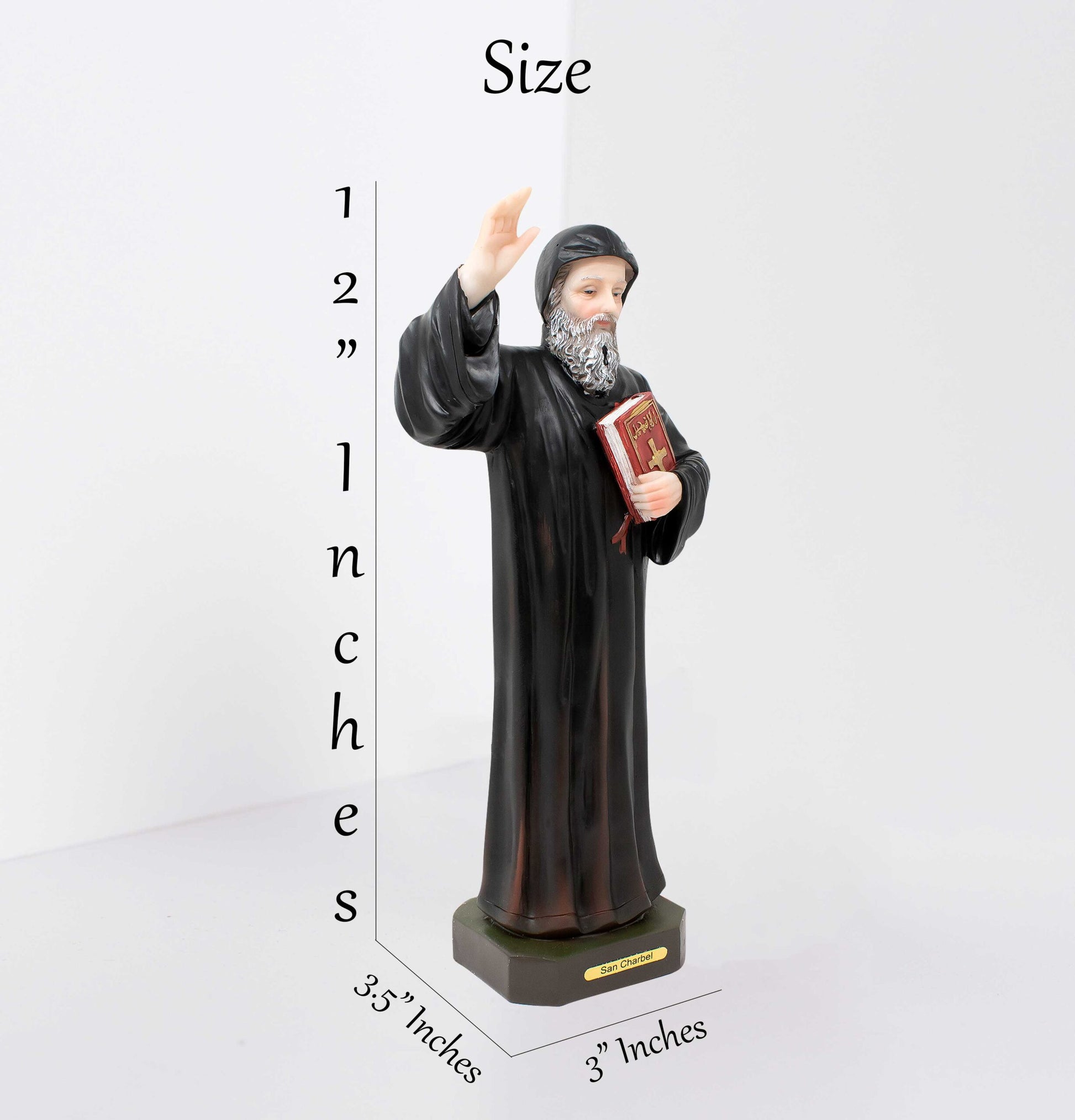 MrcjSales - Saint Charbel Resin Statue | Multiple Sizes | Durable Craftsmanship | Inspirational Church Decor Symbolizing Faith and Devotion | Spanish Name 'San Charbel' Emblazoned image 2